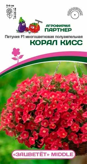 ПЕТУНИЯ MIDDLE КОРАЛ КИСС F1 5 шт. Партнер